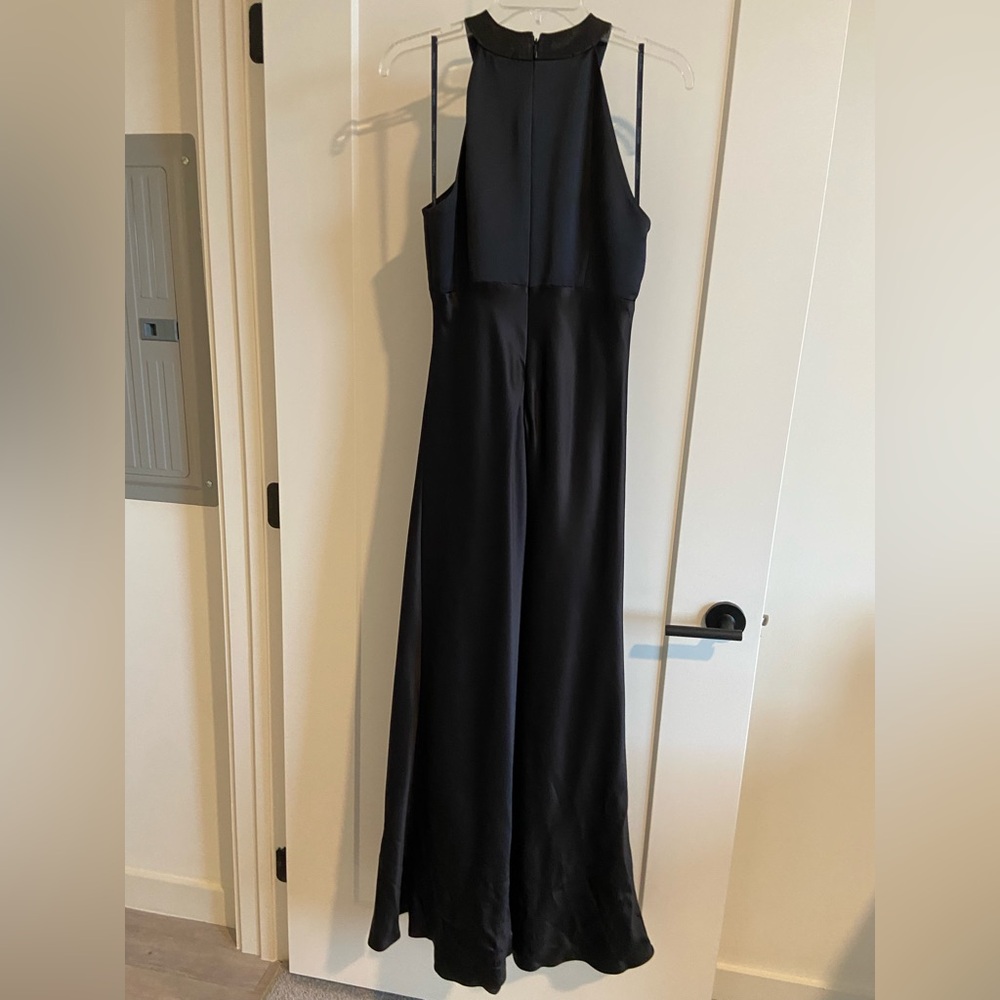 Calvin Klein Black Satin Evening Gown w/ Sequin Neckline – Size 6 (Worn Once) - Picture 5 of 6